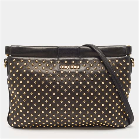 miu miu black studded bag|Meer.